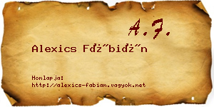 Alexics Fábián névjegykártya